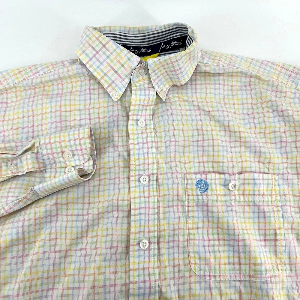 George Strait Wrangler Cowboy Cut Mens Plaid Button Down Shirt Pastel Multi L